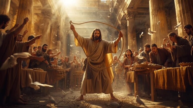 Jesus reinig die tempel — beeld van reinheid, heiligheid en eer aan God se huis.